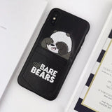 New Cartoon cute Embroidery We Bare Bears Card Pocket Phone Case For iPhone X 6 6s 7 8 Plus XR XS Max Leather Soft Cover Fundas