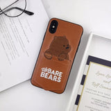 New Cartoon cute Embroidery We Bare Bears Card Pocket Phone Case For iPhone X 6 6s 7 8 Plus XR XS Max Leather Soft Cover Fundas