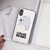 New Cartoon cute Embroidery We Bare Bears Card Pocket Phone Case For iPhone X 6 6s 7 8 Plus XR XS Max Leather Soft Cover Fundas