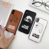 New Cartoon cute Embroidery We Bare Bears Card Pocket Phone Case For iPhone X 6 6s 7 8 Plus XR XS Max Leather Soft Cover Fundas