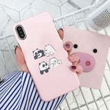 Cute Cartoon We Bare Bears Brothers Phone Case For iPhone 6 6 Puls X Cover For iPhone 7 8 Puls Fundas Pink Hard PC Back Cover