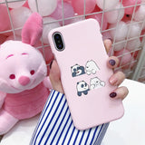 Cute Cartoon We Bare Bears Brothers Phone Case For iPhone 6 6 Puls X Cover For iPhone 7 8 Puls Fundas Pink Hard PC Back Cover