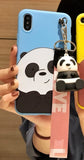Korean cute cartoon We Bare Bears brothers lanyard silicone phone case for iphone 7 8 6s 5 X XR XS MAX for samsung S8 S9 Note 8
