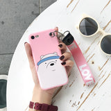 Korean cute cartoon We Bare Bears brothers lanyard silicone phone case for iphone 7 8 6s 5 X XR XS MAX for samsung S8 S9 Note 8
