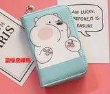2018 New Cartoon We Bare Bears Men Wallet Women's Female Short Zipper Leather Wallets Purse Card Holder With Coin Pocket JU62ML