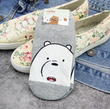 Summer Cartoon We Bare Bears Cotton Thin Women Socks Creative Casual Cotton Ankle Sock Funny Animals Socks for Female