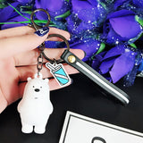 We Bare Bears Keychain Cartoon Anime Pendants Key chains For Women Kids Unlucky bear Series Trinkets For Car Key Car ornaments